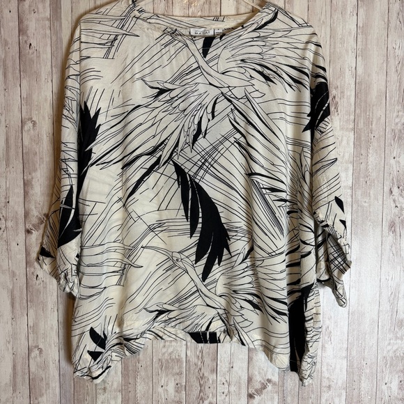 Masai Tops - Masai Copenhagen Botanical Bird Print Oversized Viscose Blouse
